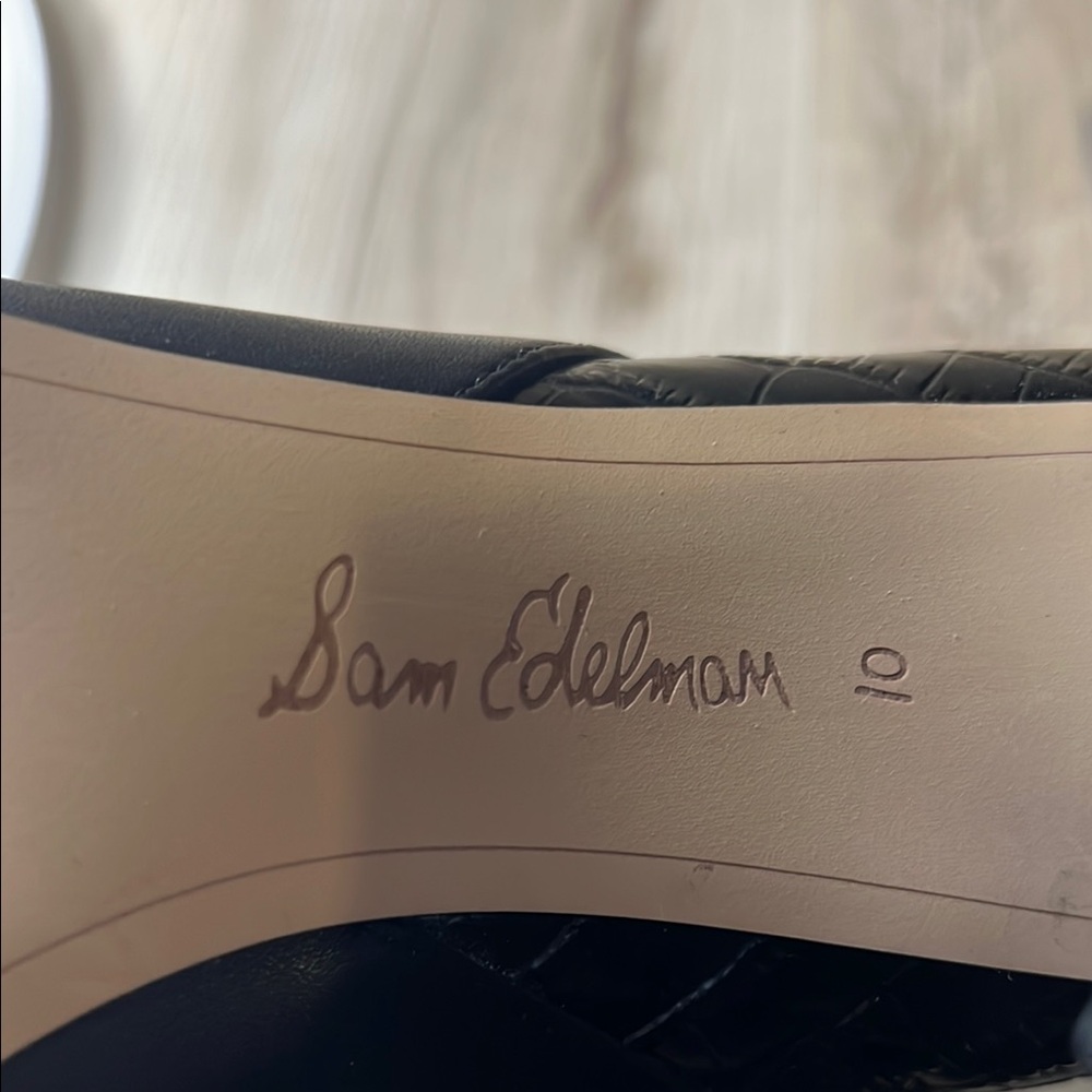 Sam Edelman Black Croc-Embossed Ankle Boots - Picture 2 of 10